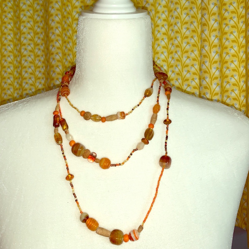 Multi-media beaded necklace